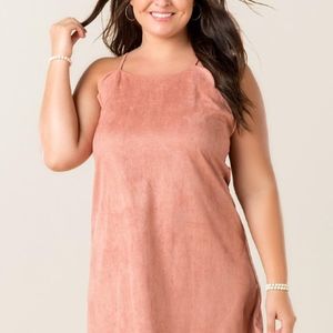 Plus size - Alya Faux Suede Scalloped Dress